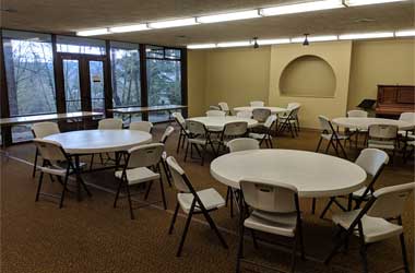Fellowship Hall - comfortably seats 60 at round tables